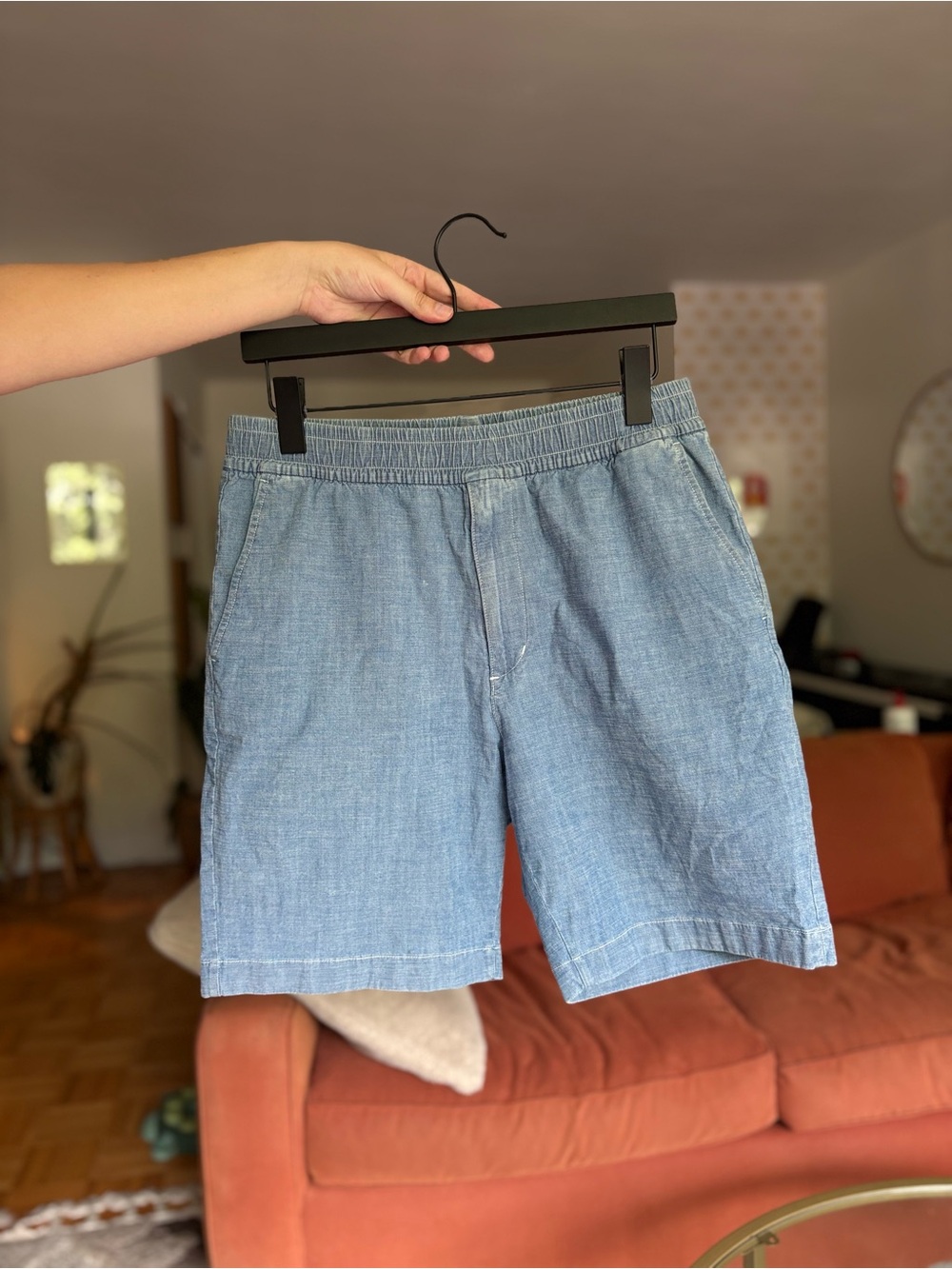 Uniqlo Light Blue Denim-Style Elastic Waist Shorts